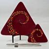 Swirl Triangle Sushi Set -2012
Deep Red w/Frit Ball Inclusions.  
Large 13" /Small 6.5"
